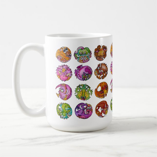 Playful Imaginary Creatures Coffee Mug (Left)
