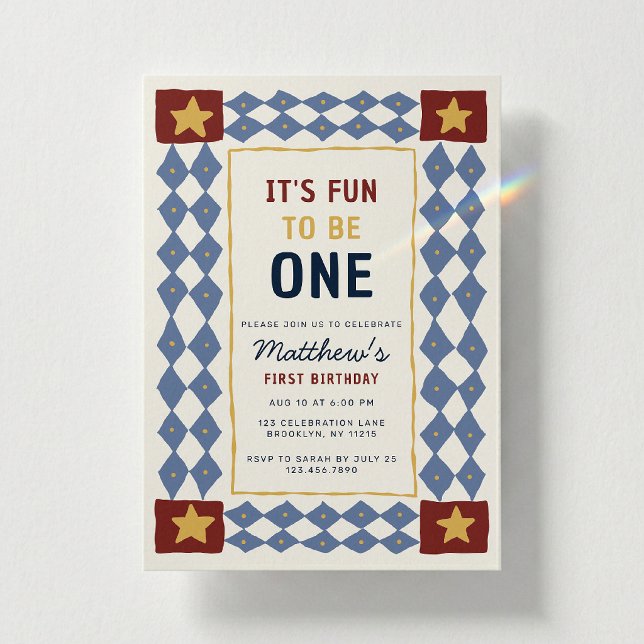 Playful It’s Fun To Be One Boy Birthday Invitation (Creator Uploaded)