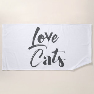 Playful, joyful, modern, cute design of Love Cats Beach Towel