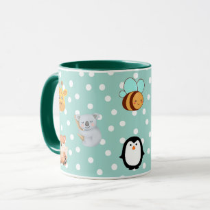 Playful Kawaii Bear and Monster Design Mug