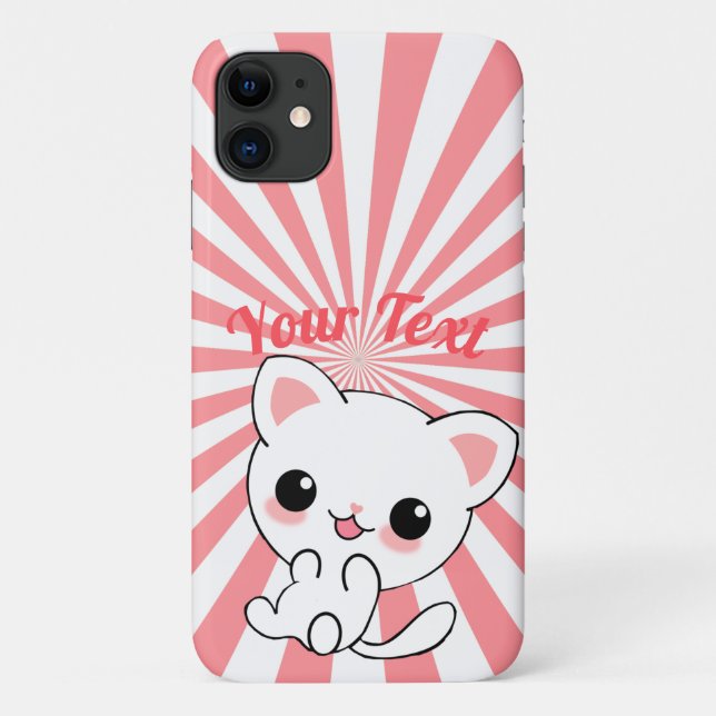Playful Kawaii White Kitten Custom Case-Mate iPhone Case (Back)