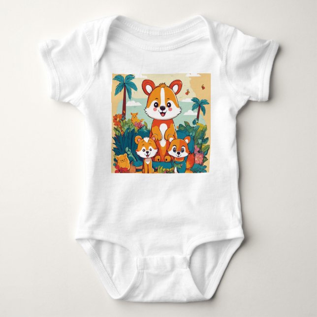 Playful kids animal tshirt design (Front)