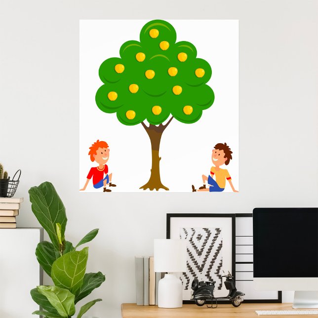 Playful Kids Sitting Under an Apple Tree Poster (Creator Uploaded)