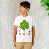 Playful Kids Sitting Under an Apple Tree