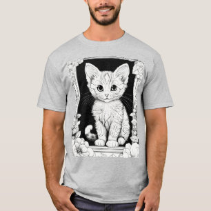 Playful Kitten Colouring Page T-Shirt Collection
