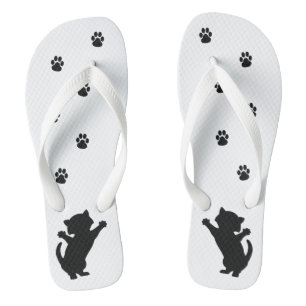 Playful Kitten Silhouette Flip Flops