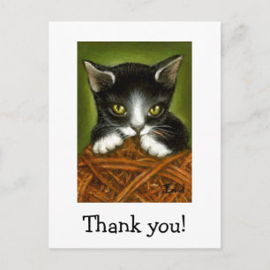Playful kitten thank you postcards