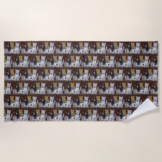 Playful Kittens Beach Towel (Front)