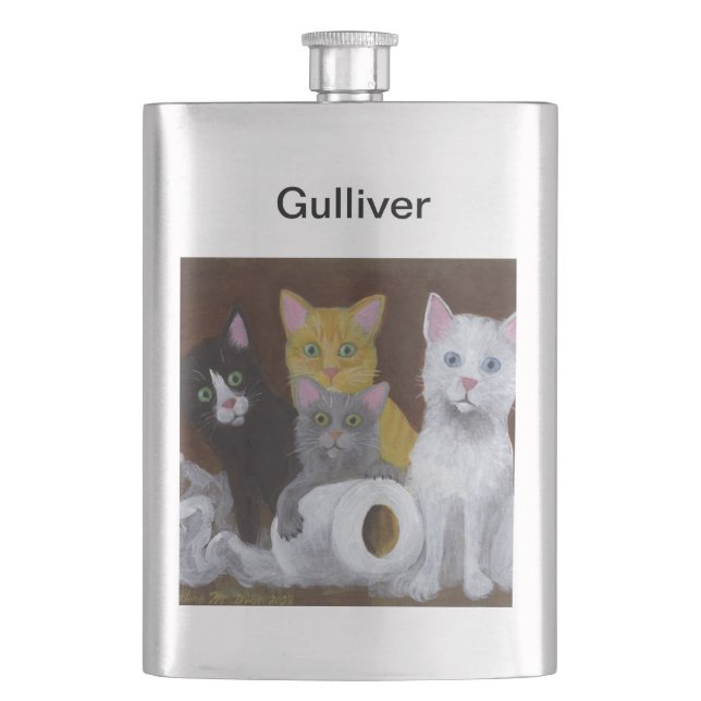 Playful Kittens Hip Flask (Front)