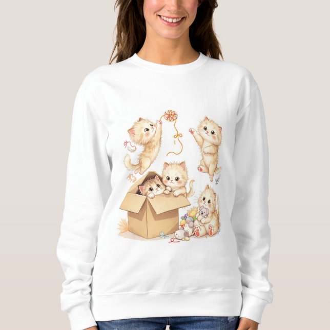 Playful Kittens in a Box Sweatshirt (Front)