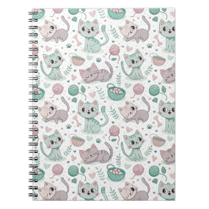 Playful Kittens & Pawprints - Cute Cat Pattern Art Notebook
