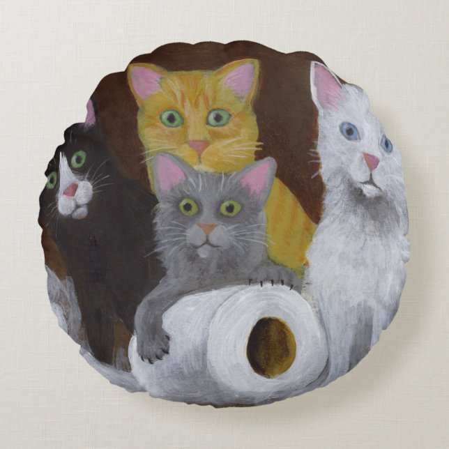 Playful Kittens Round Cushion (Front)