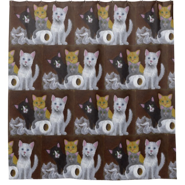 Playful Kittens Shower Curtain (Front)