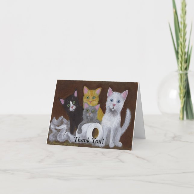 Playful Kittens Thank You Card (Front)