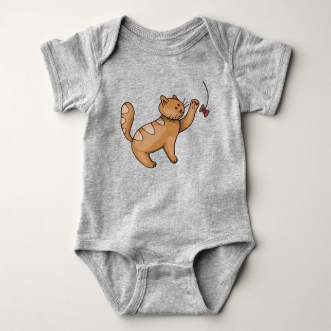 Playful Kitty Cat Cute Baby Bodysuit (Front)