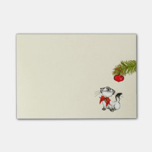 Playful Kitty Cat In A Red Christmas Bow Post-it Notes