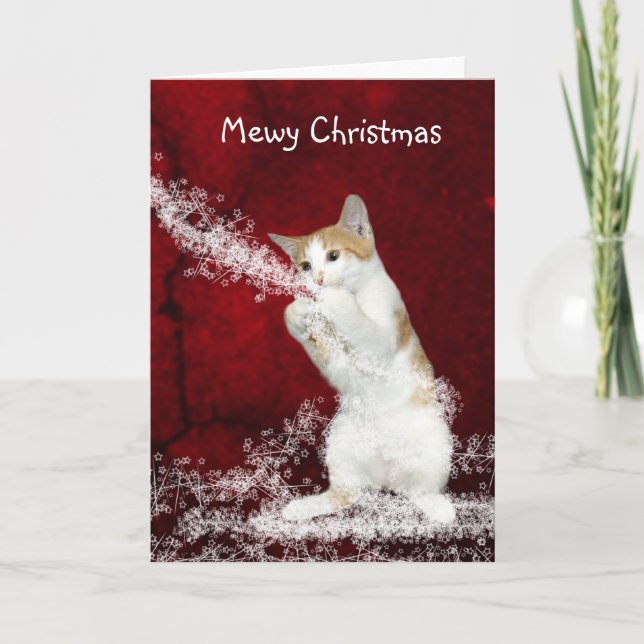 Playful kitty Christmas Holiday Card (Front)