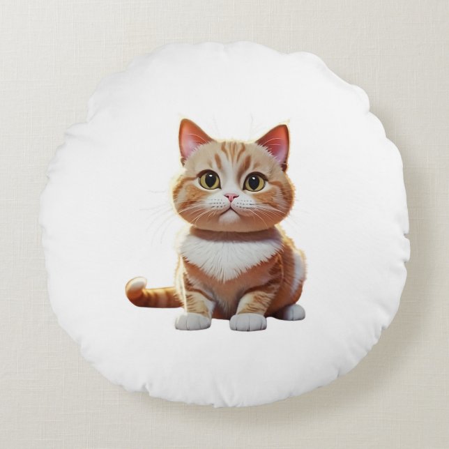 Playful Kitty Pillowcase Round Cushion (Front)