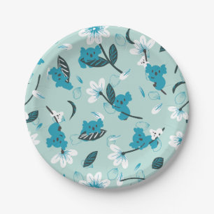 Playful Koala Pattern Cute Animal and Nature Art Paper Plate