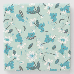Playful Koala Pattern Cute Animal and Nature Art Stone Coaster