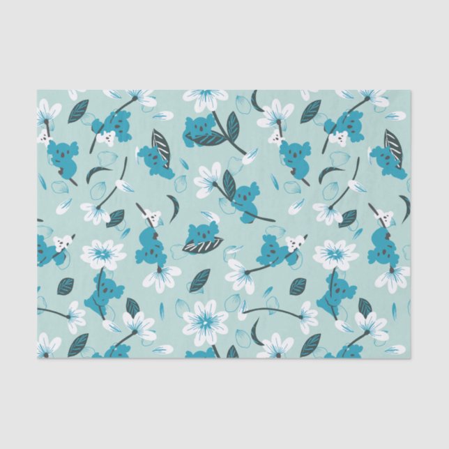 Playful Koala Pattern Cute Animal and Nature Art Tissue Paper (Front)