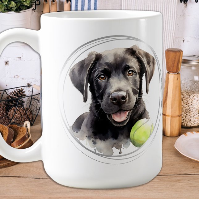 Playful Labrador Retriever Watercolor Puppy Dog Coffee Mug (Creator Uploaded)