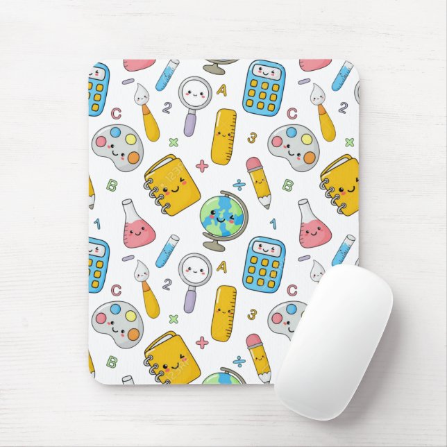 Playful Learning – Cute Education Seamless Pattern Mouse Pad (With Mouse)