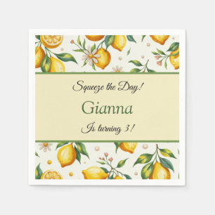 Playful Lemon Birthday Napkins Squeeze the Day
