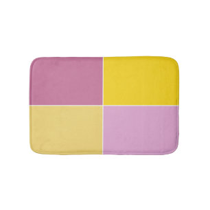 Playful Lemon Raspberry Squares Bath Mat