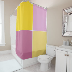 Playful Lemon Raspberry Squares Shower Curtain