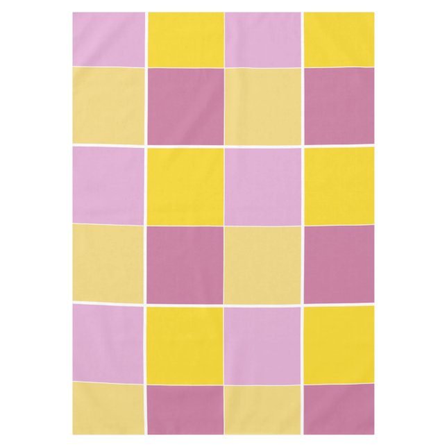 Playful Lemon Raspberry Squares Tablecloth (Front)