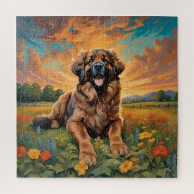 Playful Leonberger Dog Puzzle for Animal Lovers (Vertical)