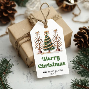 Playful leopard print Christmas custom name gift Tags