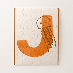 Playful Letter "J" Jellyfish Alphabet Art Jigsaw Puzzle