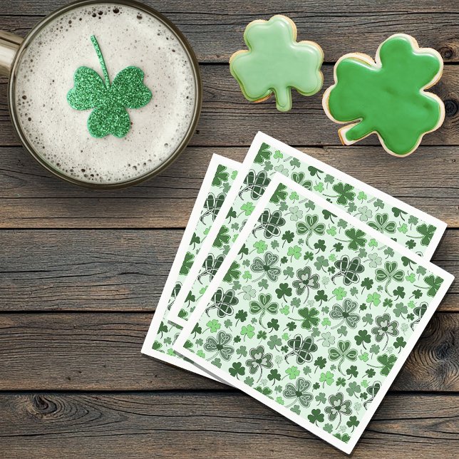 Playful Light Green Shamrock Hearts Pattern Celtic Napkin (Creator Uploaded)