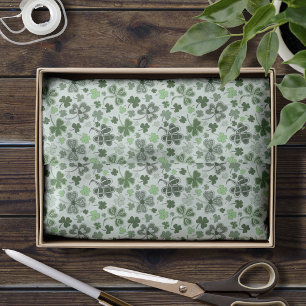 Playful Light Green Shamrock Hearts Pattern Celtic Tissue Paper