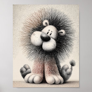 Playful Lion Animal Nursery Poster