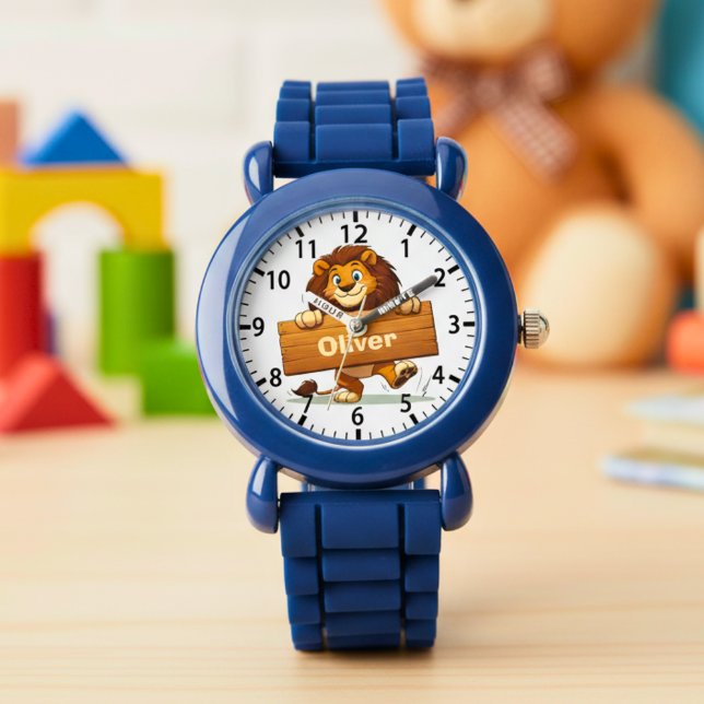 Playful Lion with Wooden Name Plate Watch (Creator Uploaded)