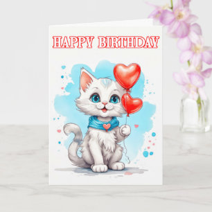 Playful Little Cat Happy Birthday Card