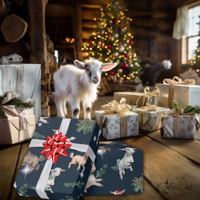Playful Little Christmas Goats  Wrapping Paper (Creator Uploaded)