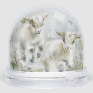 Playful Little Goats Snowglobe