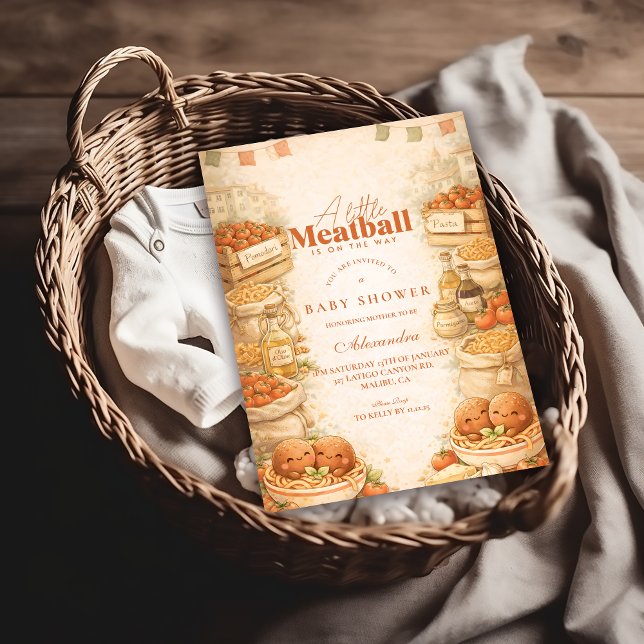Playful Little Meatball Baby Shower Invitation (Creator Uploaded)