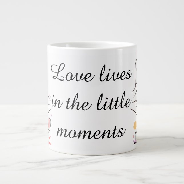Playful Love Doodle Illustration Large Coffee Mug (Front)