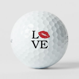 Playful 'LOVE' Red Lips Flirty Modern Romance Gift Golf Balls