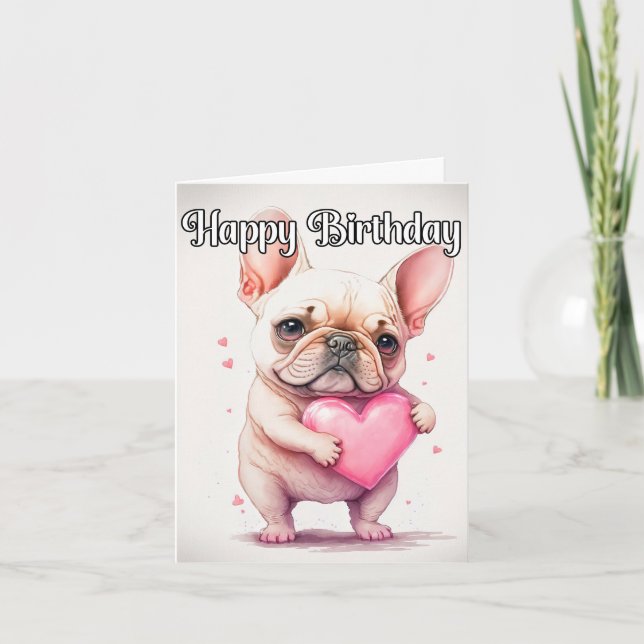 Playful Loveable Little French Bulldog Puppy Card (Front)