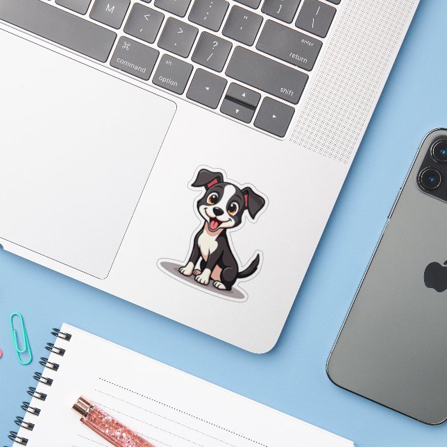 Playful Manchester Terrier Puppy – Chibi Style (Laptop w/ iPhone)