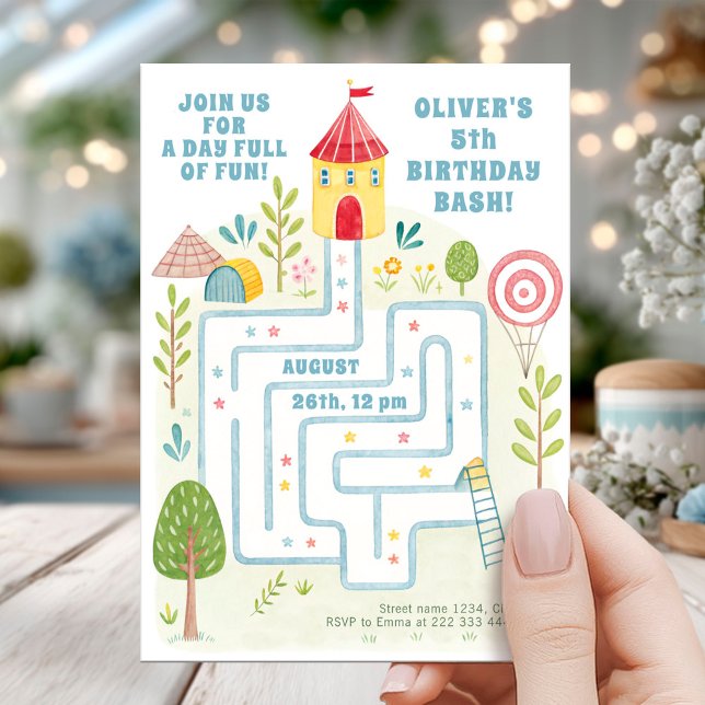 Playful Maze Castle Birthday Party Invitation (Creator Uploaded)