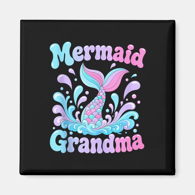 Playful mermaid tail with water splashes design magnet (Front)