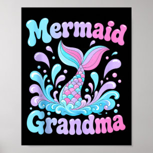 Playful mermaid tail with water splashes design poster
