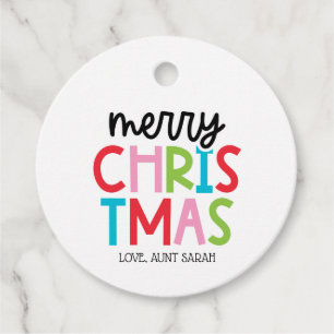 Playful Merry Christmas Favour Tags, Personalised Tags